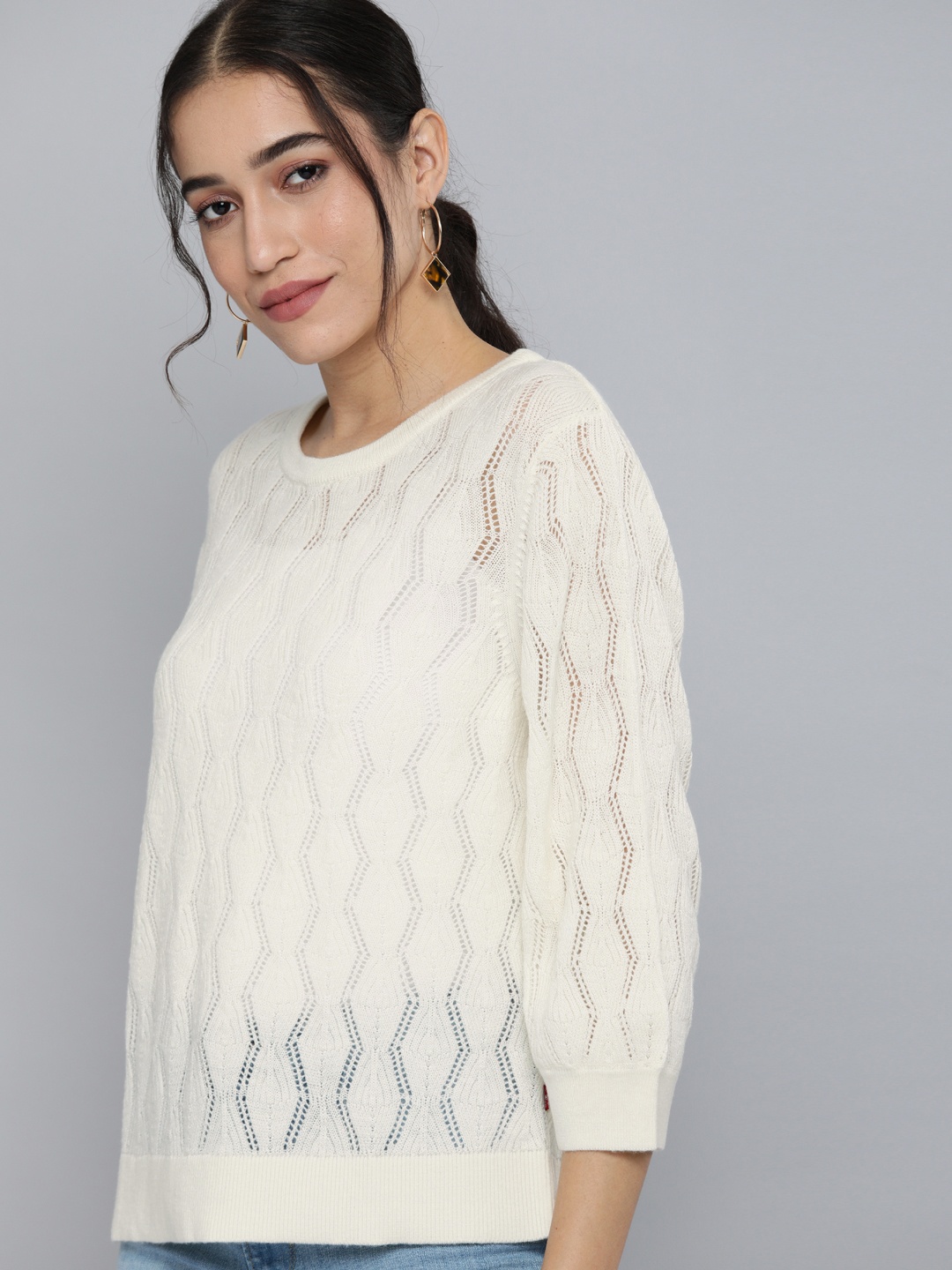 

Levis Off White Semi Sheer Regular Top