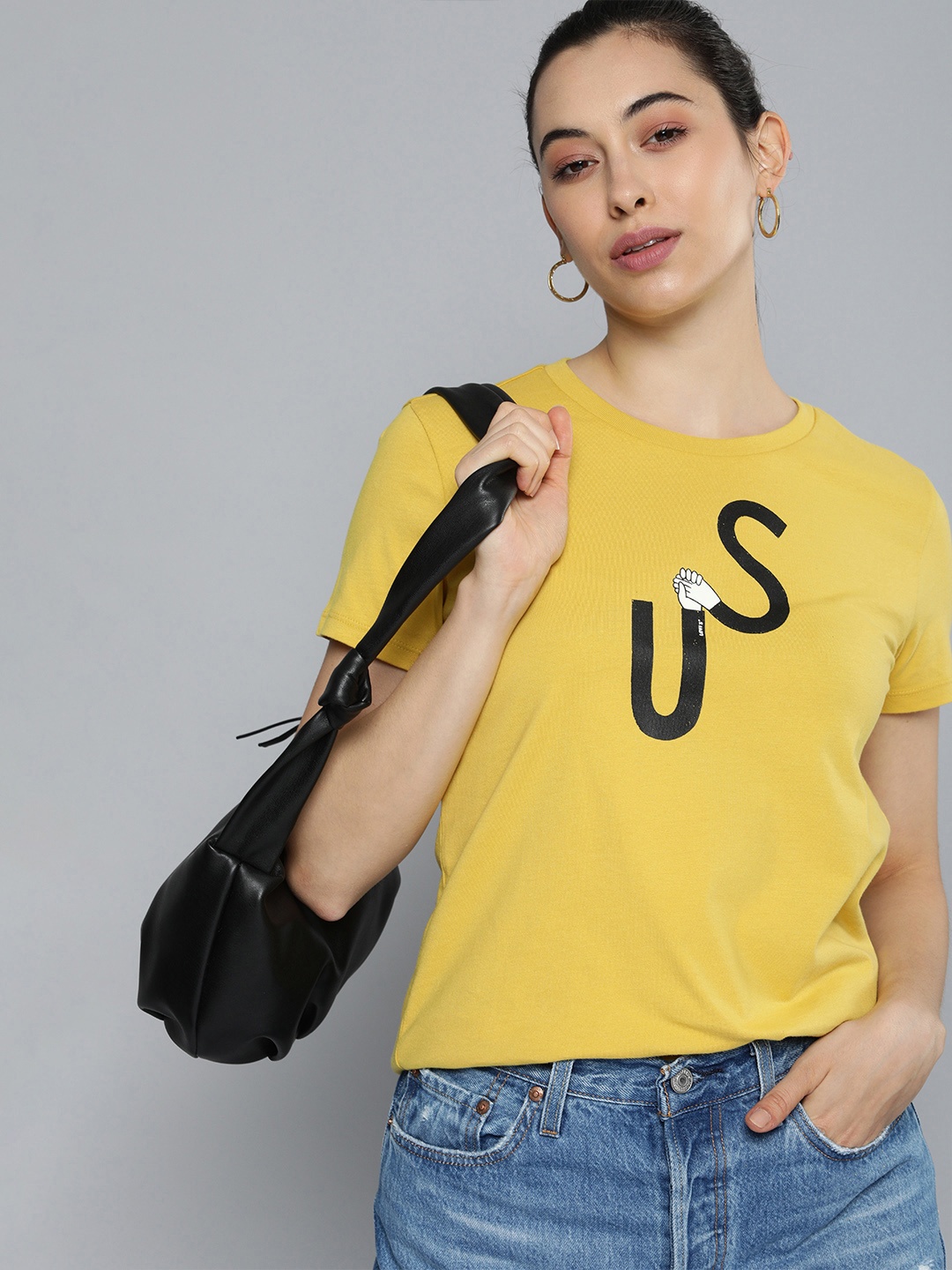 

Levis Women Yellow Typography Printed Pure Cotton T-shirt