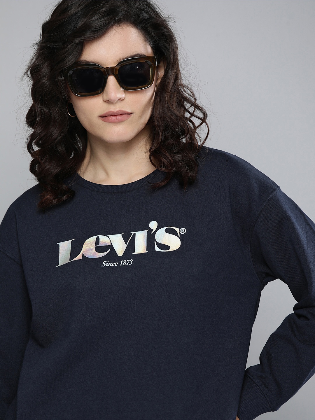 

Levis Women Navy Blue Printed Sweatshirt