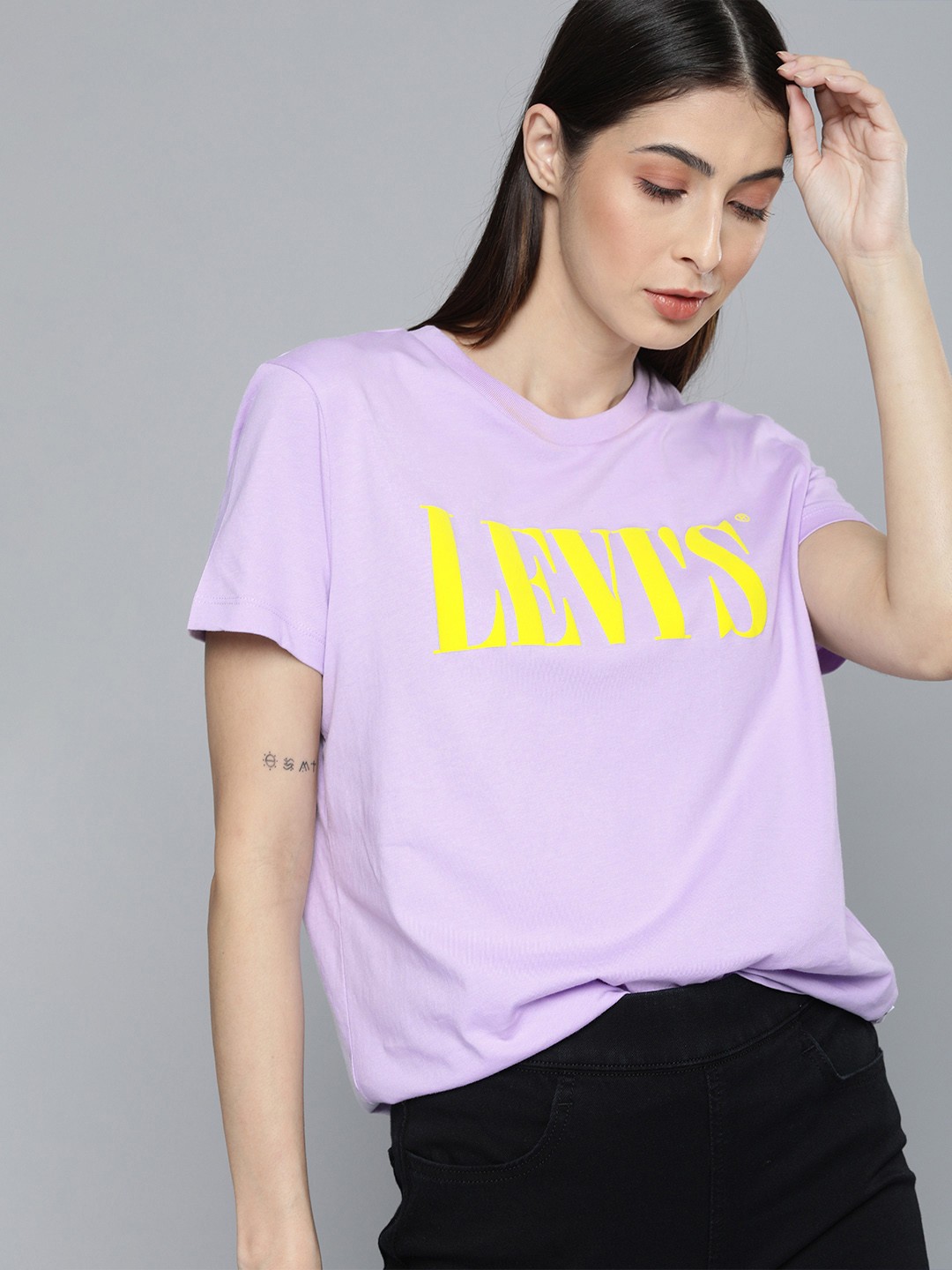 

Levis Women Purple Brand Logo Printed Pure Cotton T-shirt