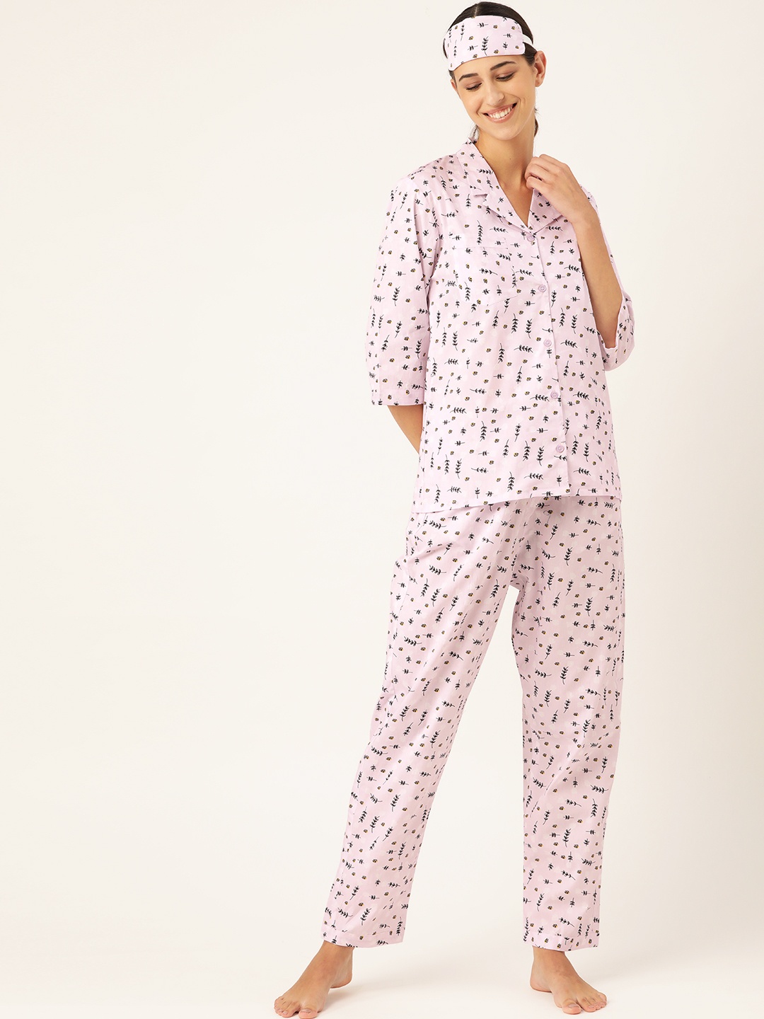 

Rapra The Label Women Purple & Black Printed Night suit