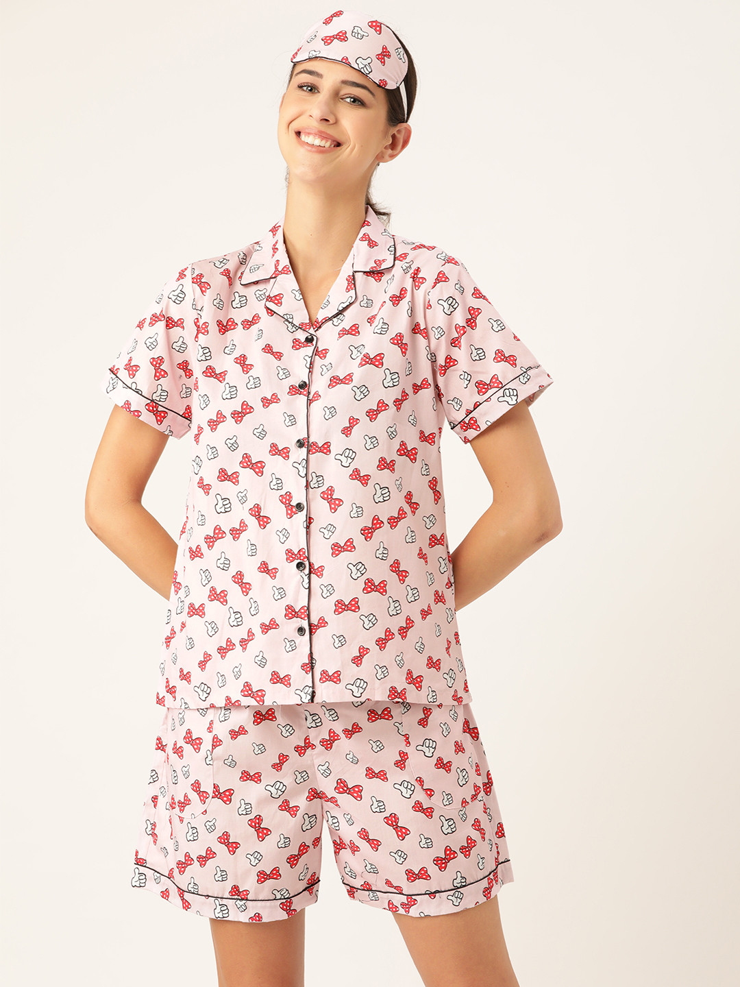 

Rapra The Label Women Pink & Red Printed Night suit