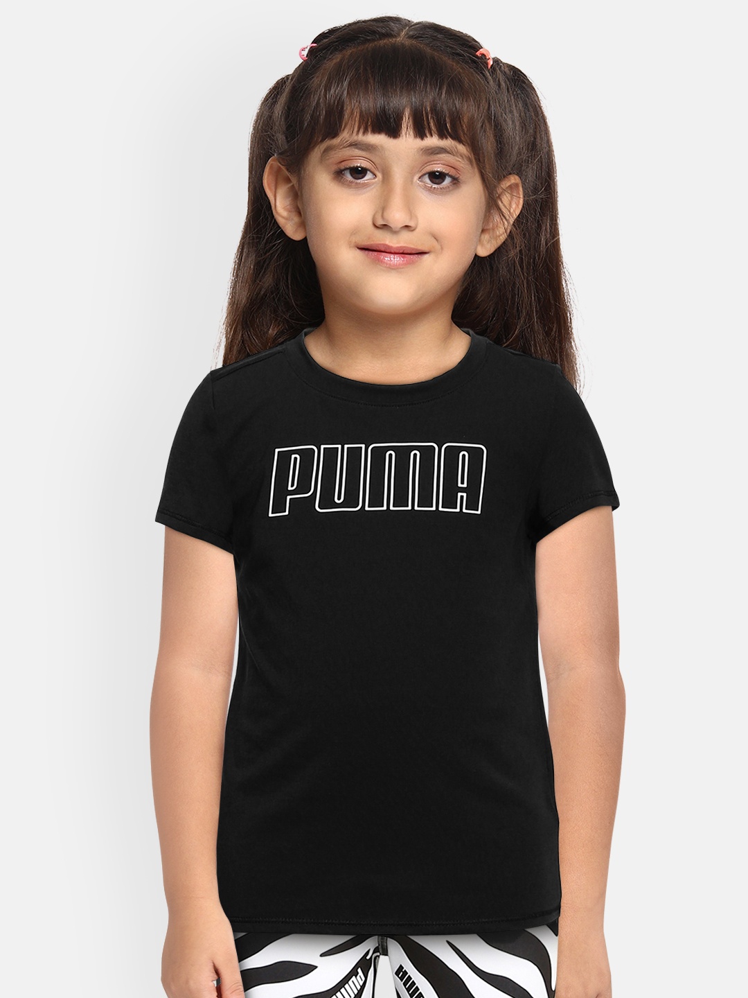 

Puma Girls Brand Logo Print Regular Fit Runtrain T-shirt, Black