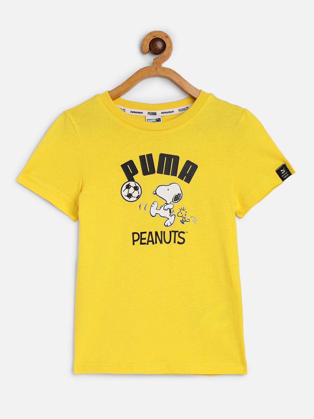 

PUMA x PEANUTS Kids Yellow Typography Printed Pure Cotton T-shirt