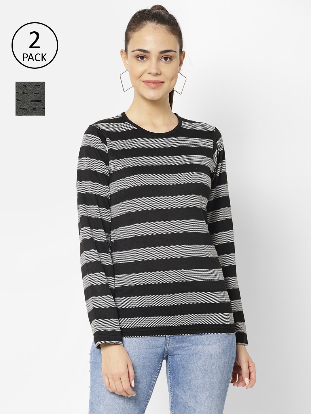 

VIMAL JONNEY Women Pack of 2 T-shirts, Black