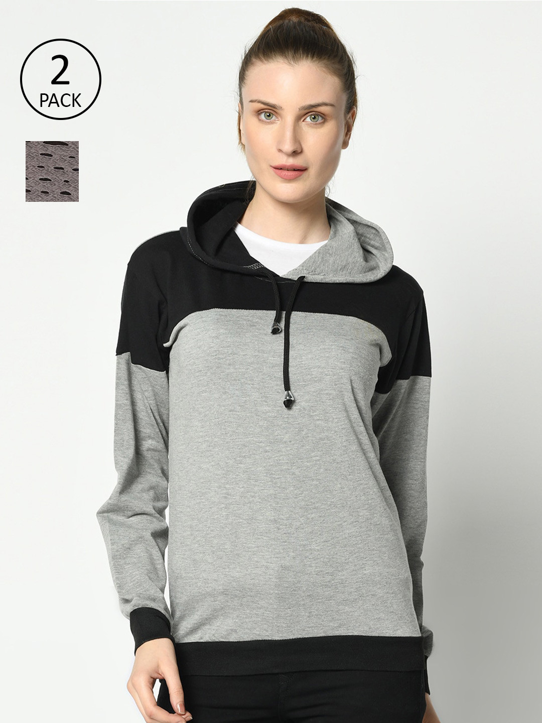 

VIMAL JONNEY Women Grey & Black Pack of 2 T-shirts