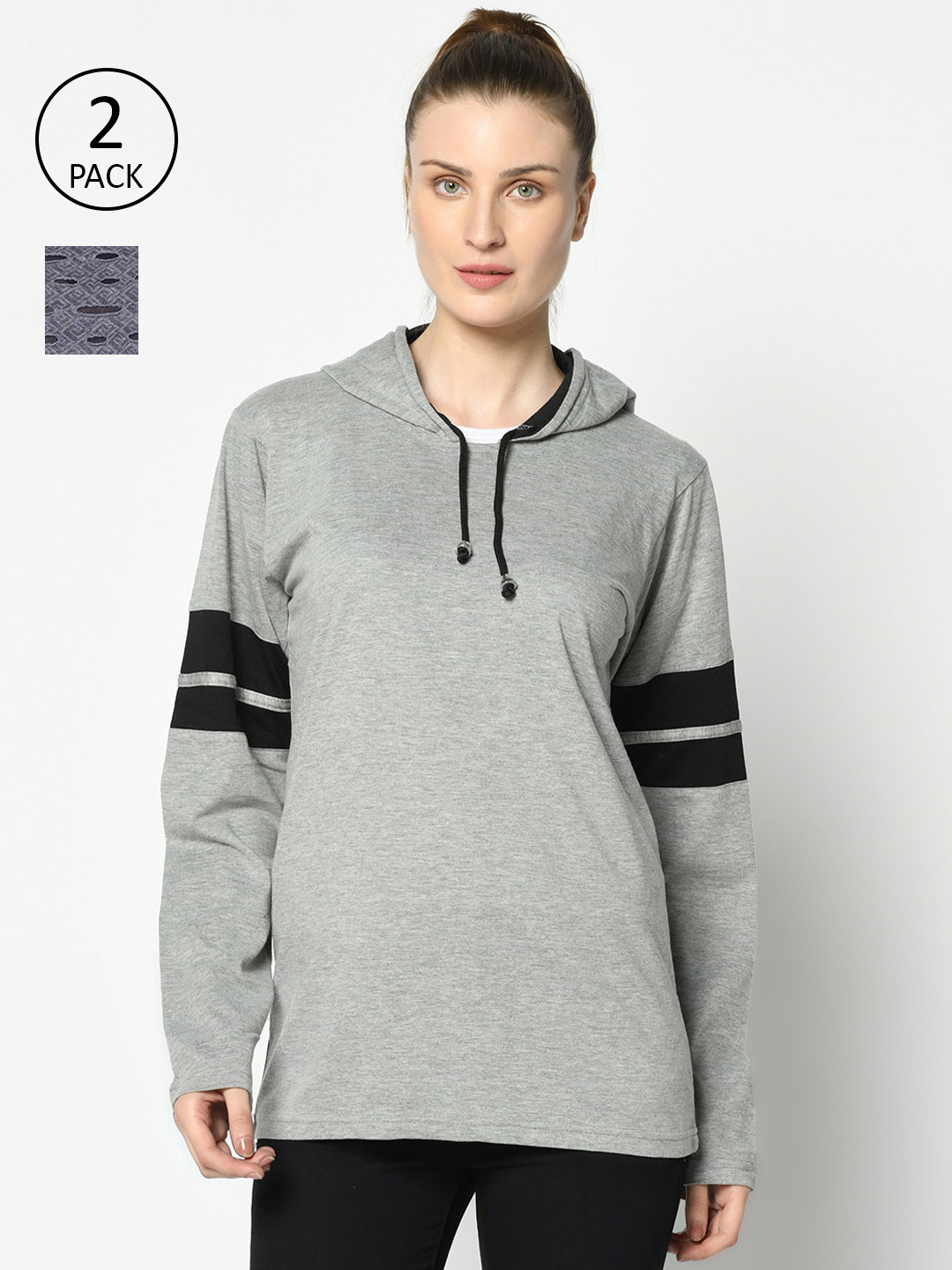 

VIMAL JONNEY Women Pack Of 2 Grey & Black T-shirts