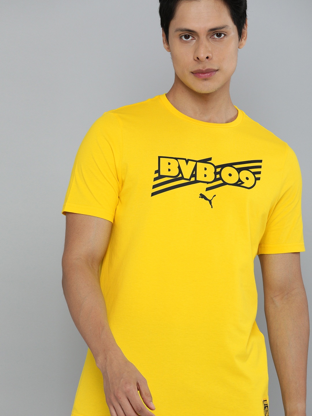 

Puma Mustard Yellow Black BVB ftblCore Pure Cotton Football T-shirt
