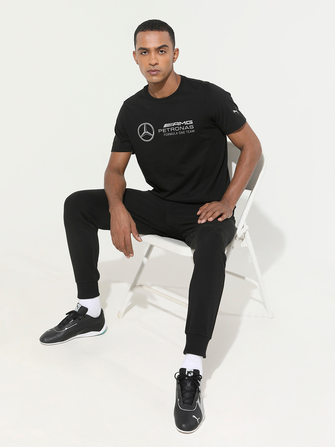 

PUMA Motorsport Men MAMG Petronas F1 Logo Printed Pure Cotton Regular Fit T-shirt, Black