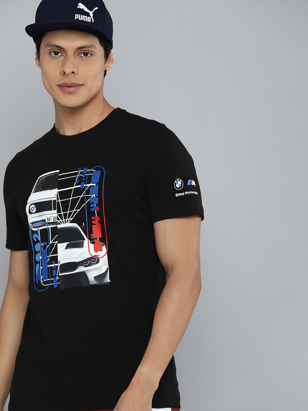 

PUMA Motorsport Men Black Printed BMW Car Graphic Pure Cotton Motorsport T-shirt