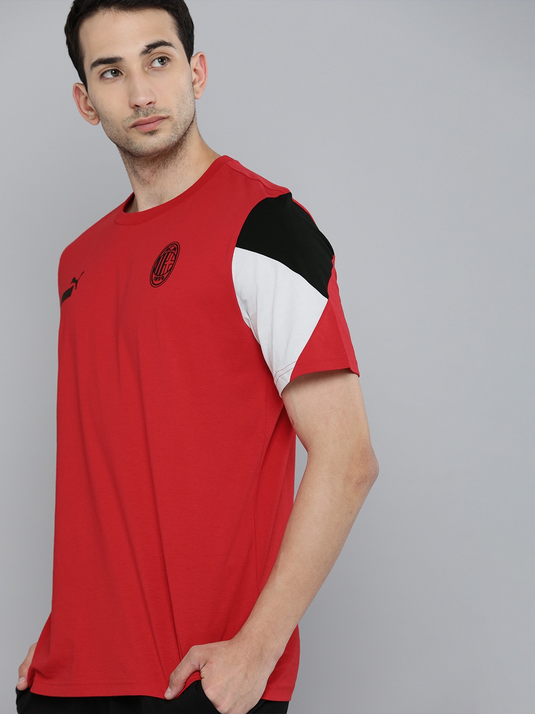 

Puma Men Red AC Milan Football Culture Pure Cotton Football T-shirt
