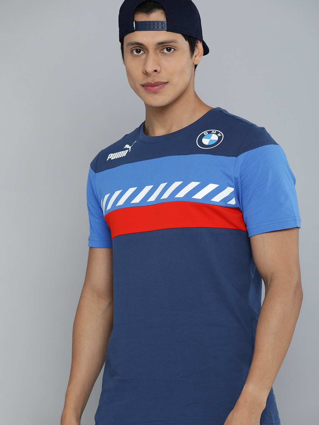 

PUMA Motorsport Men Blue Colourblocked BMW SDS Pure Cotton Motorsports T-shirt