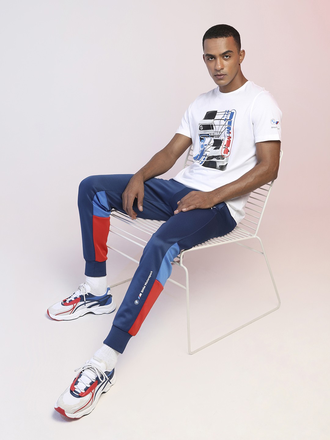 

PUMA Motorsport Men White Blue Printed Pure Cotton Motorsport T-shirt