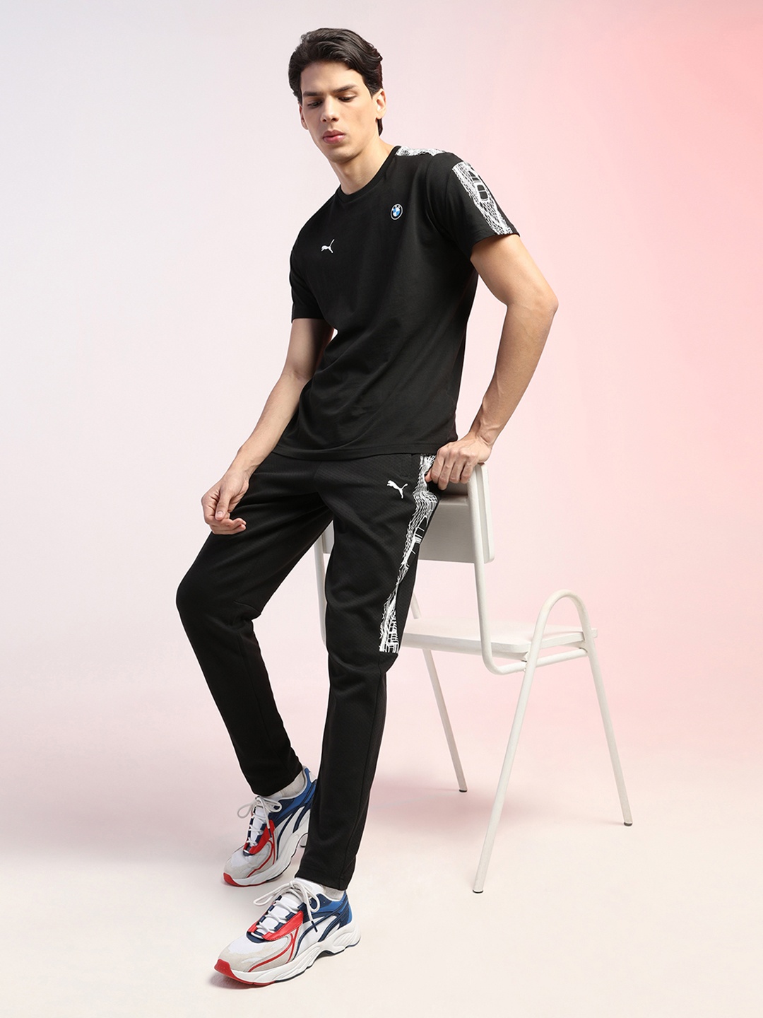 

Puma Men Black BMW Slim Fit dryCELL Solid Motorsports Joggers with Side Printed Details