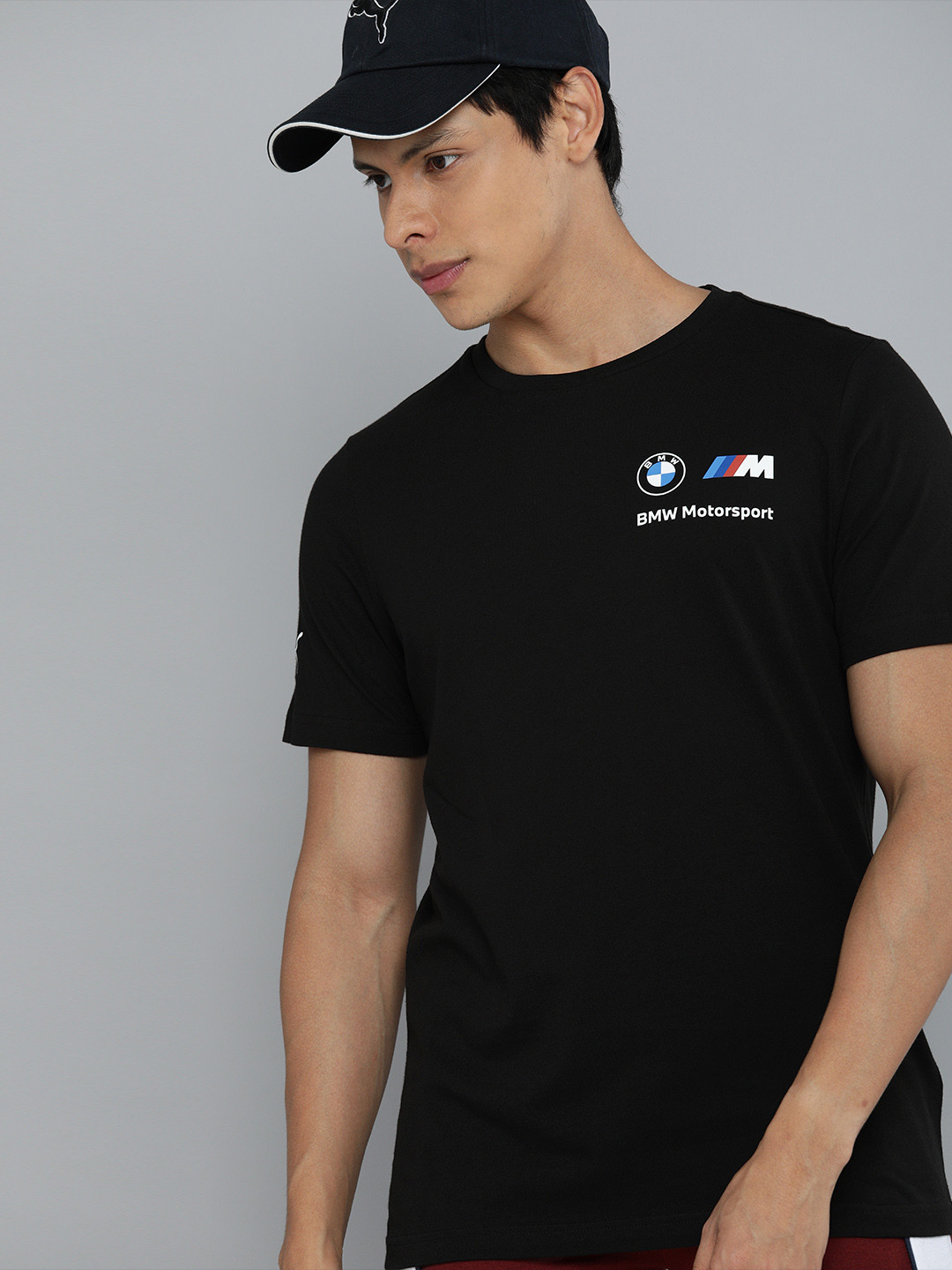 

PUMA Motorsport Men Black Brand Logo BMW Motorsport Essential Printed Pure Cotton Motorsport T-shirt