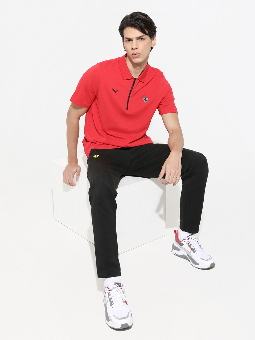 

PUMA Motorsport Men Red Solid Slim Fit Polo Collar Pure Cotton Motorsport T-shirt