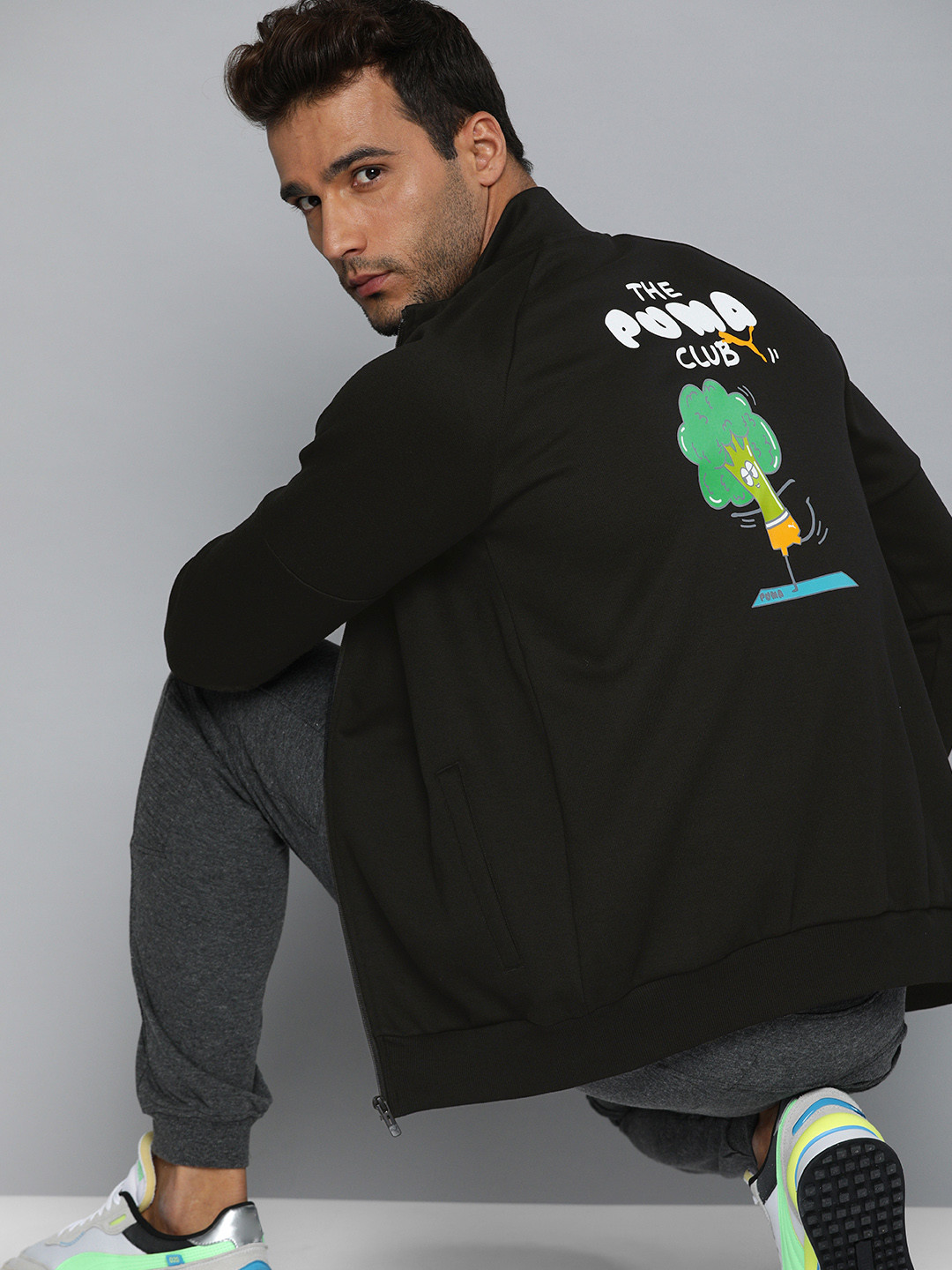 

Puma Men Slim Fit Graphic Printed Back Full-Zip Front Open Track Sweatshirt, Black