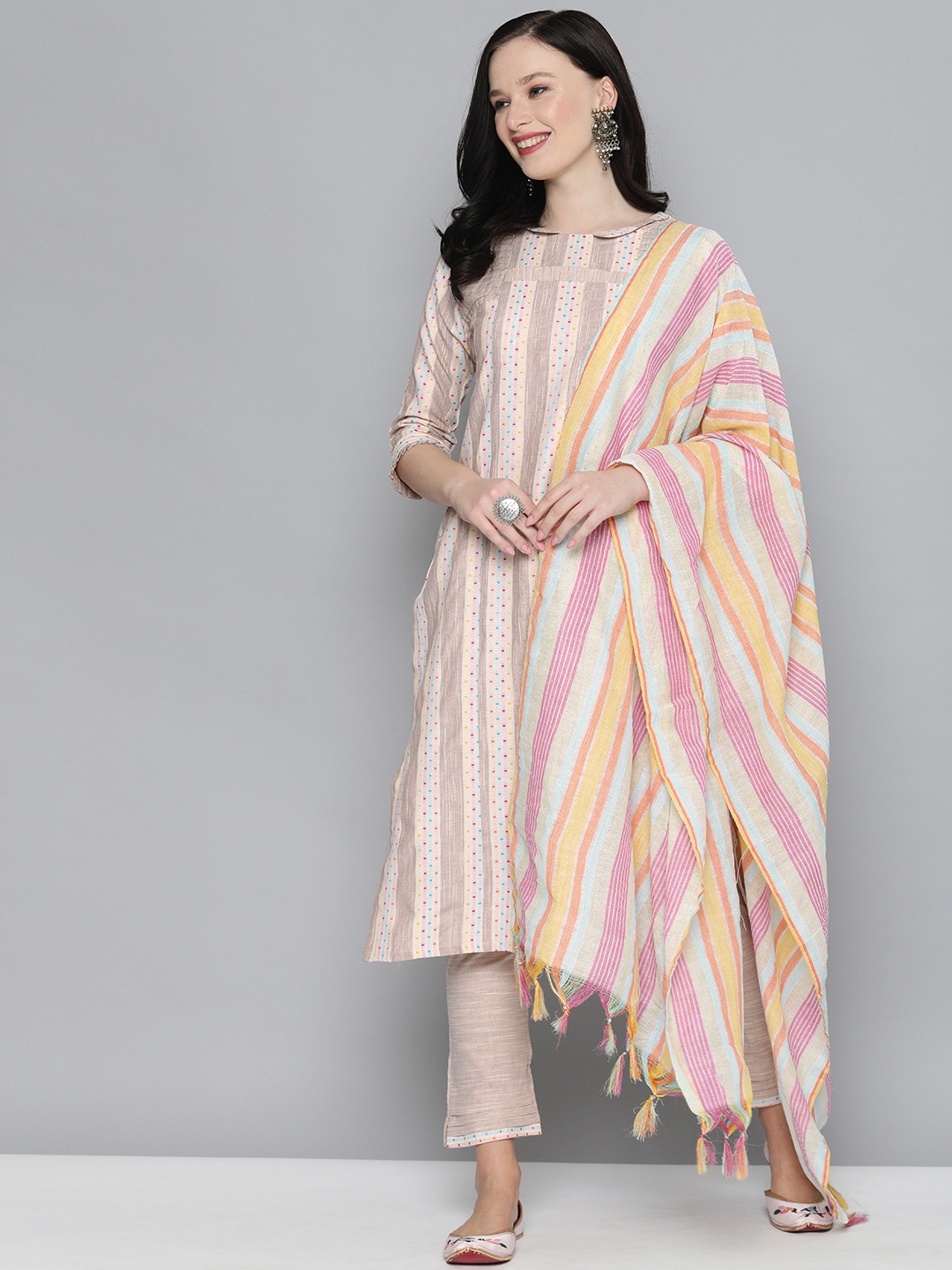 

Kvsfab Women Brown Handloom Cotton Unstitched Dress Material