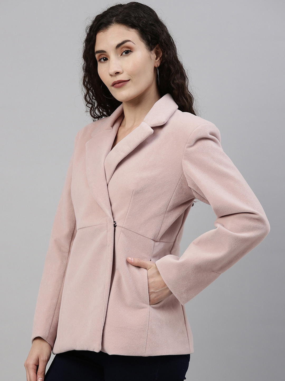 

Campus Sutra Women Mauve Comfort Fit Double-Breasted Casual Blazer