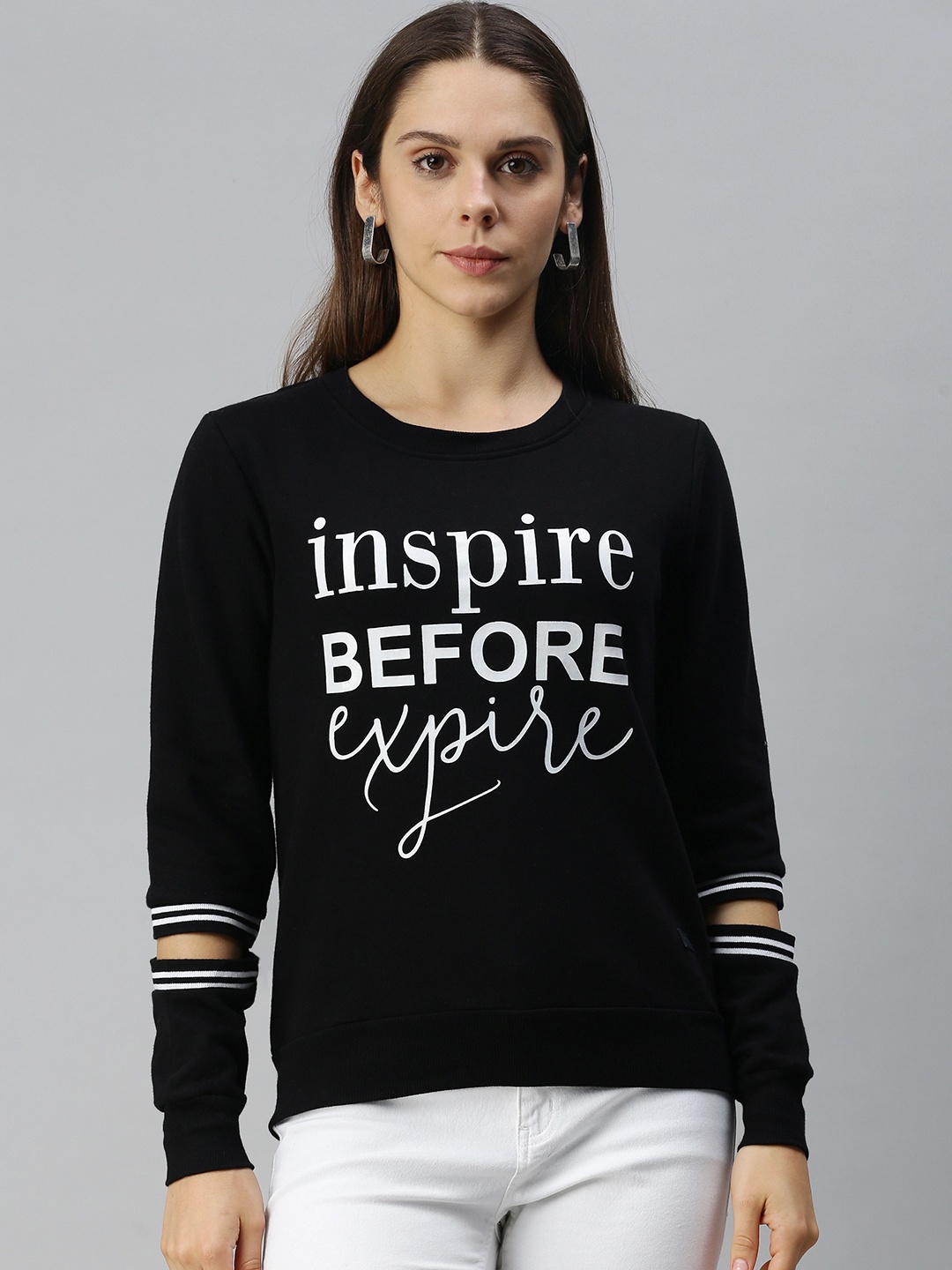 

Campus Sutra Women Black Printed Sweatshirt