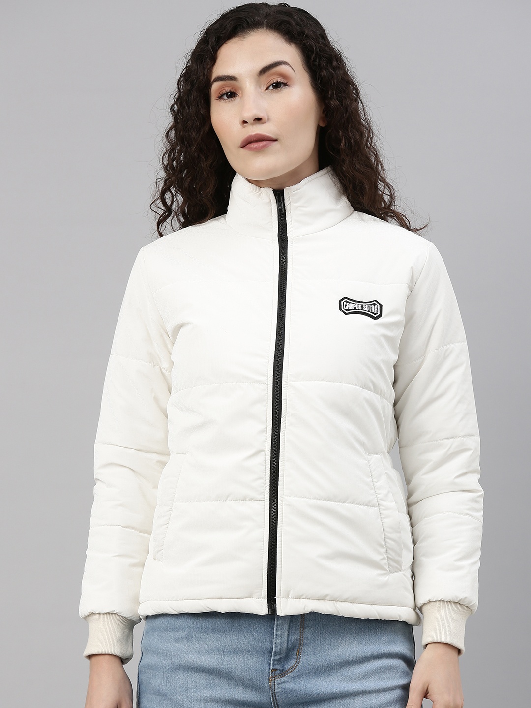 

Campus Sutra Women White Windcheater Outdoor Padded Jacket