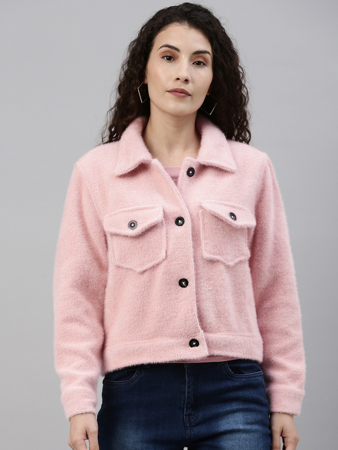 

Campus Sutra Women Pink Solid Tailored Jacket