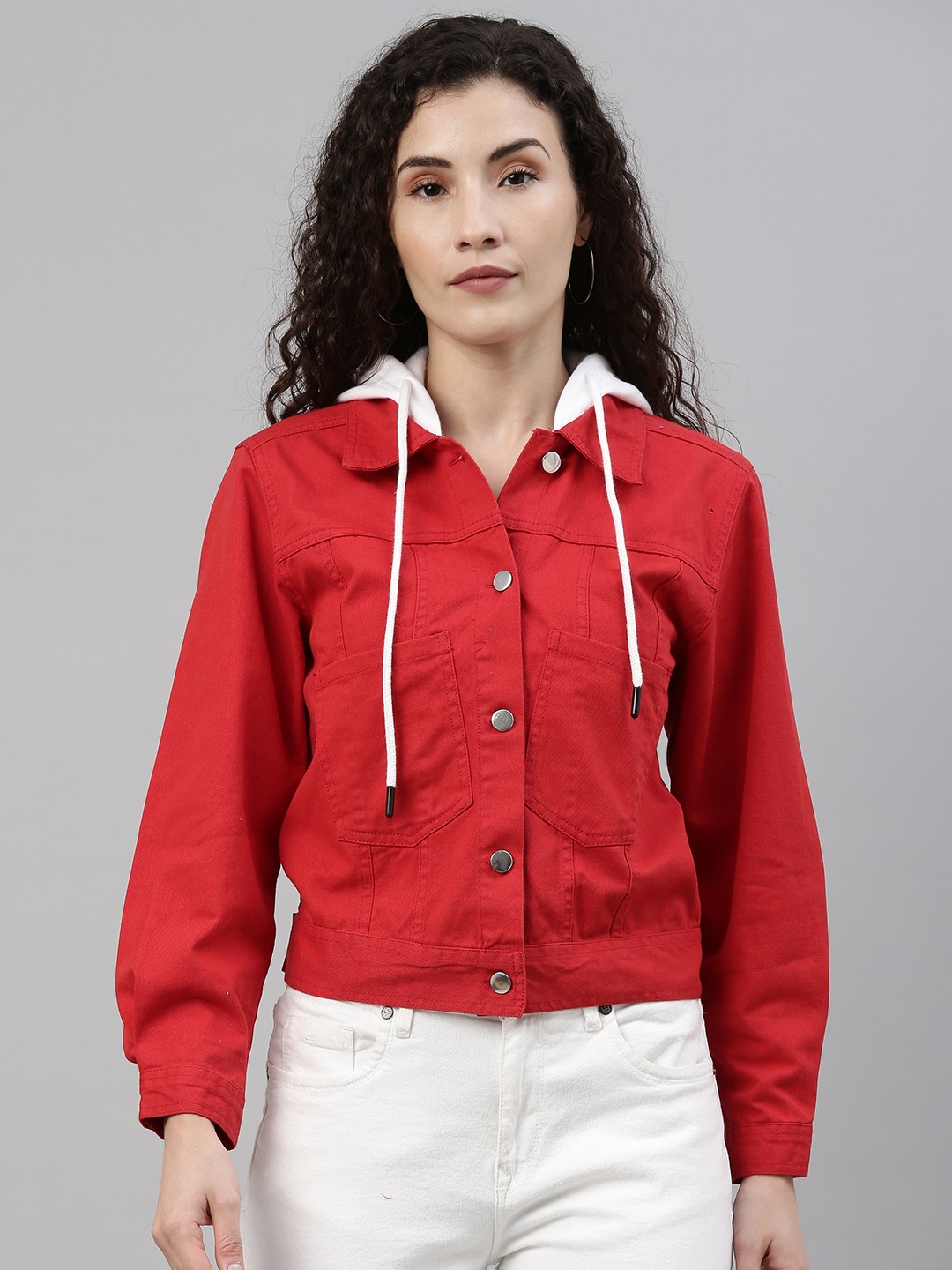 

Campus Sutra Women Red Hooded Tailored Jacket