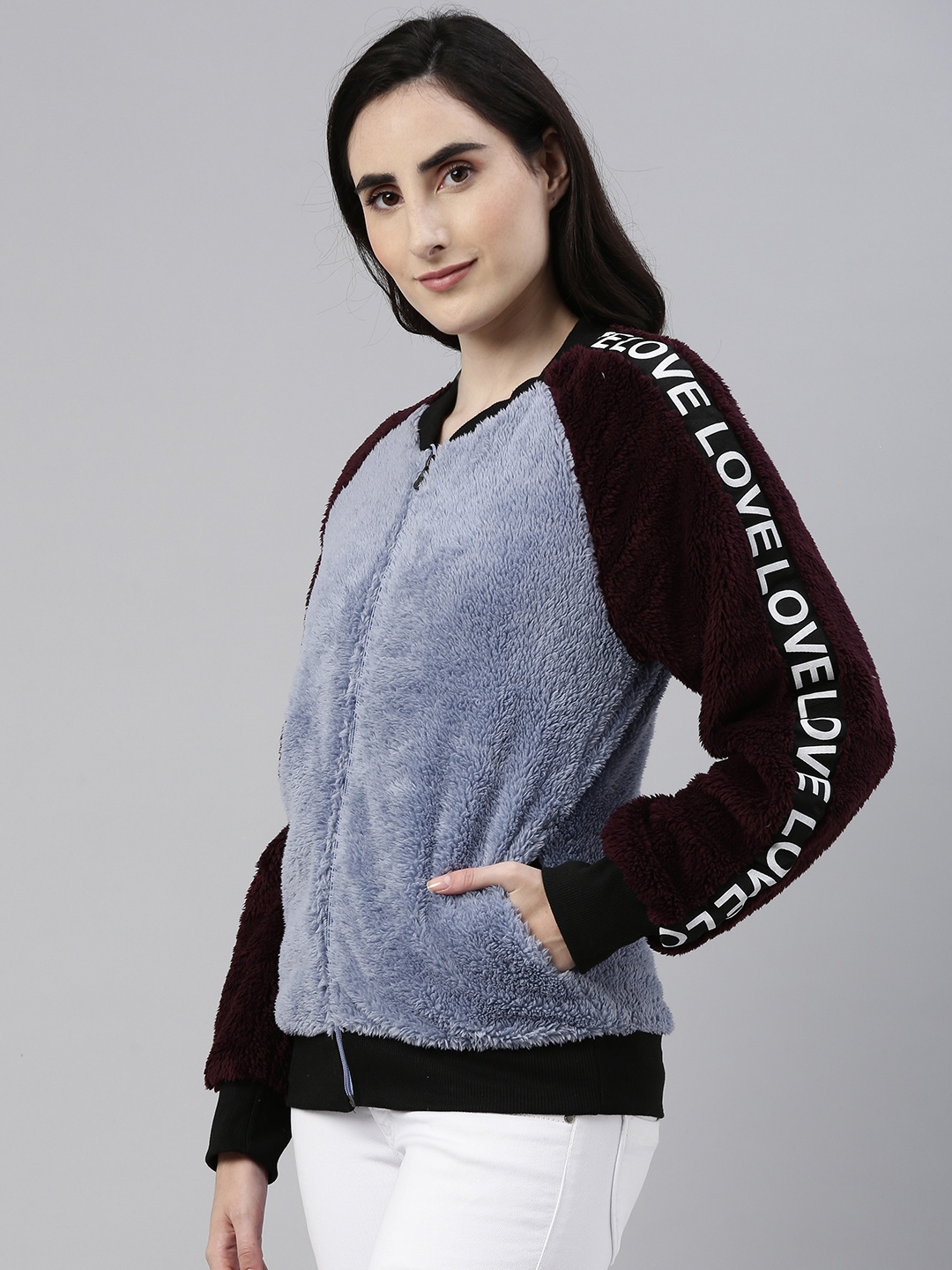

Campus Sutra Women Blue Solid Bomber Jacket