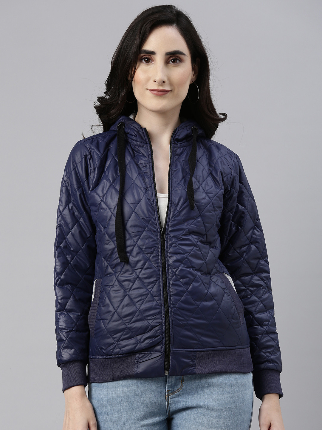 

Campus Sutra Women Navy Blue Windcheater Outdoor Padded Jacket