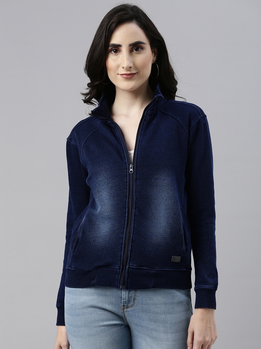

Campus Sutra Women Blue Solid Windcheater Outdoor Denim Jacket