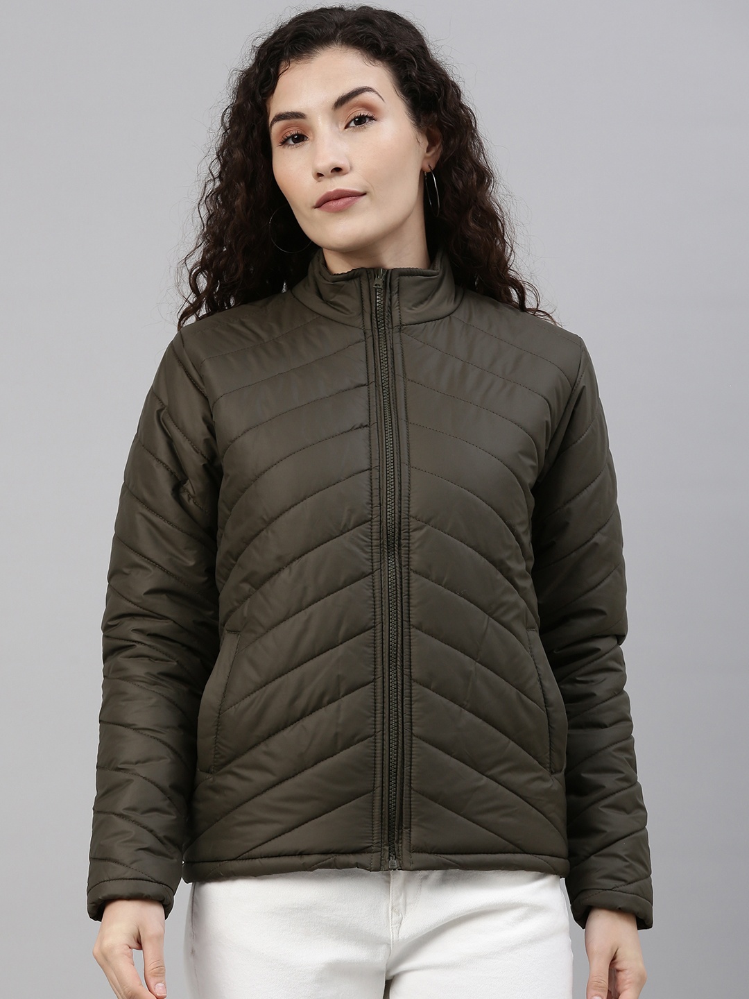 

Campus Sutra Women Green Windcheater Outdoor Padded Jacket
