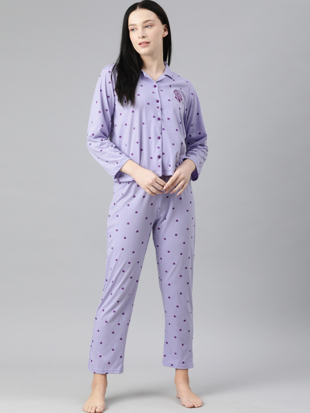 

Campus Sutra Women Purple Printed Night suit