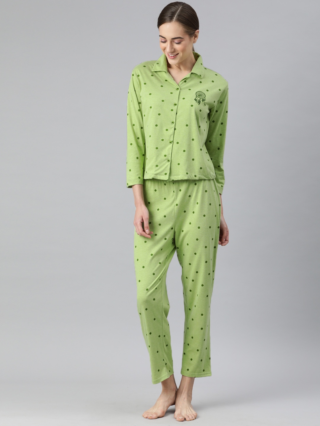 

Campus Sutra Women Lime Green Printed Night suit