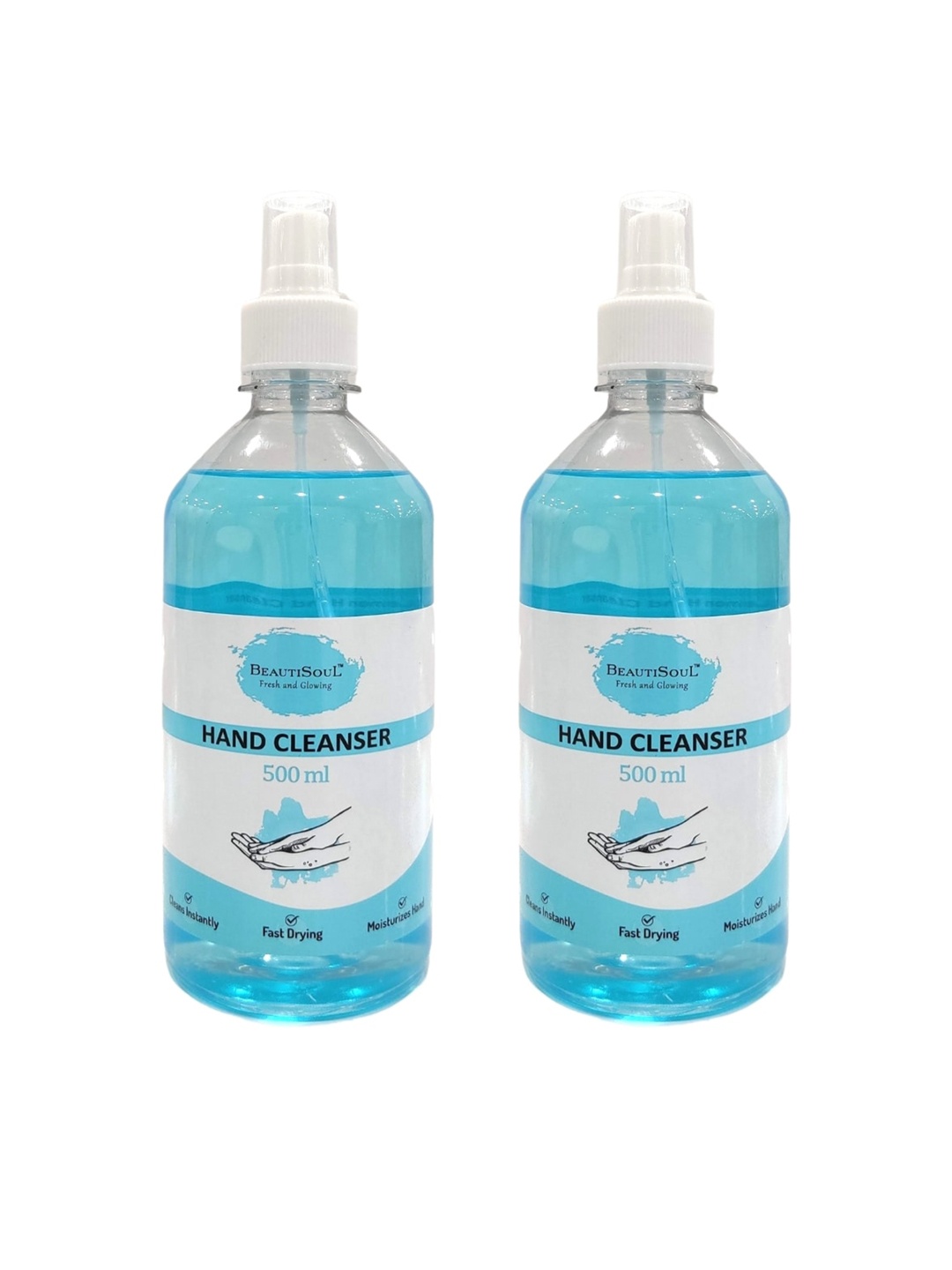 

Beautisoul Pack of 2 Lemon Hand Cleanser Spray 500 ml Each, Blue