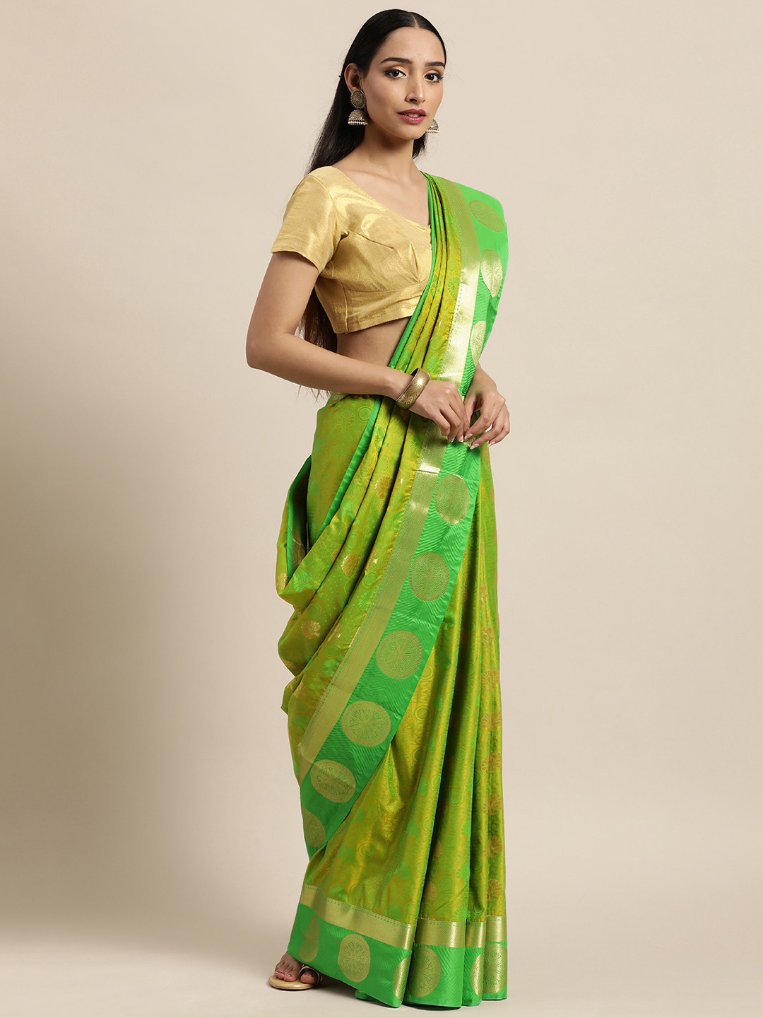

Thara Saree Green Woven Design Zari Art Silk Kanjeevaram Sarees