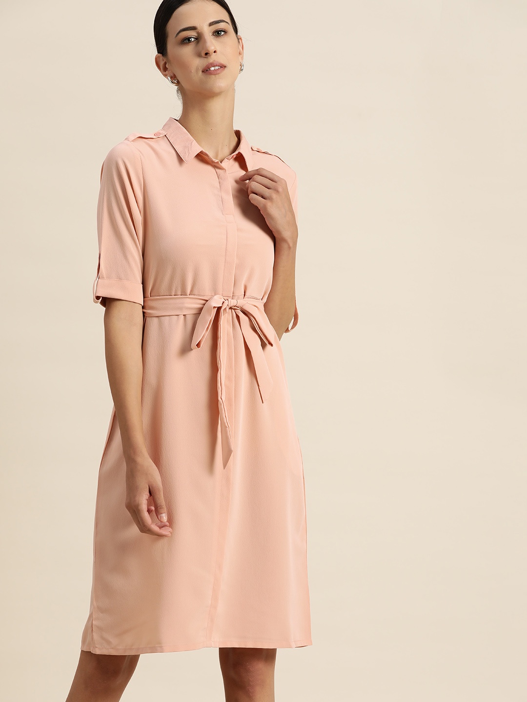 

her by invictus Pink Solid A-Line Dress