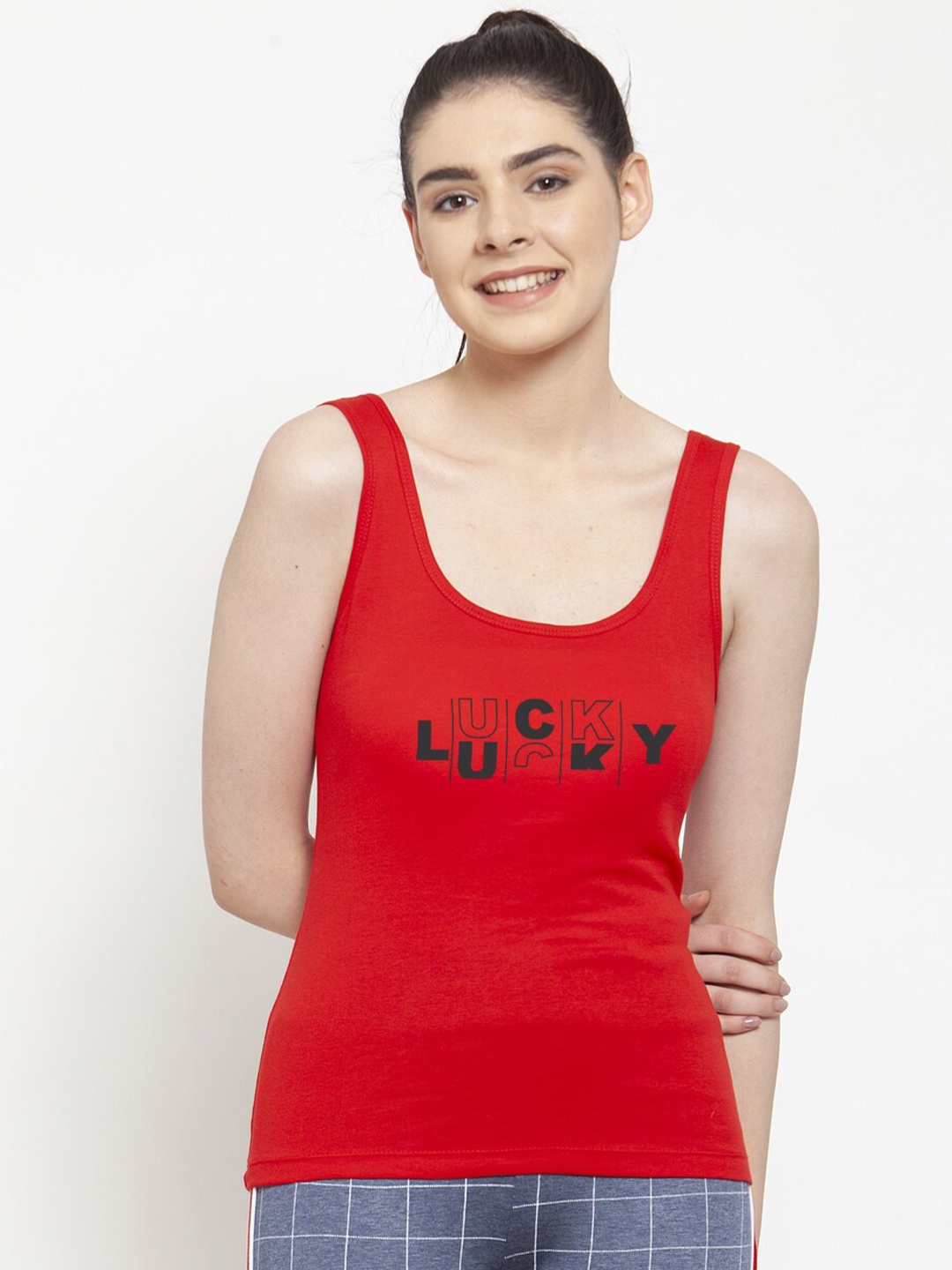

Friskers Women Red Typography Printed Tank Top
