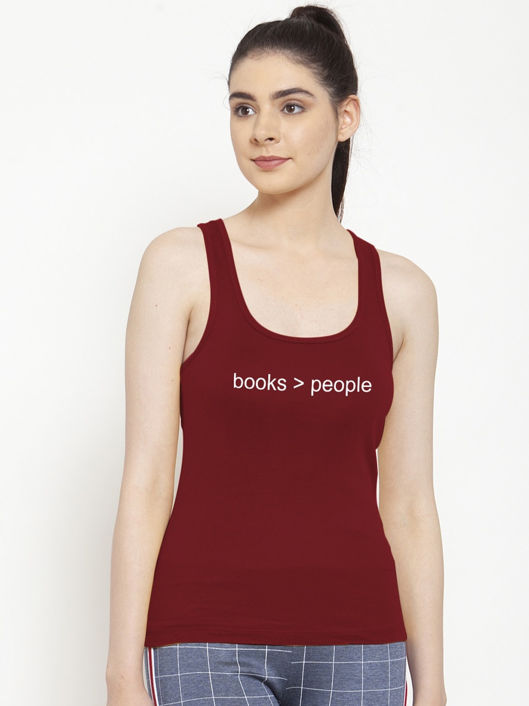 

Friskers Women Maroon Typography Printed Tank Top