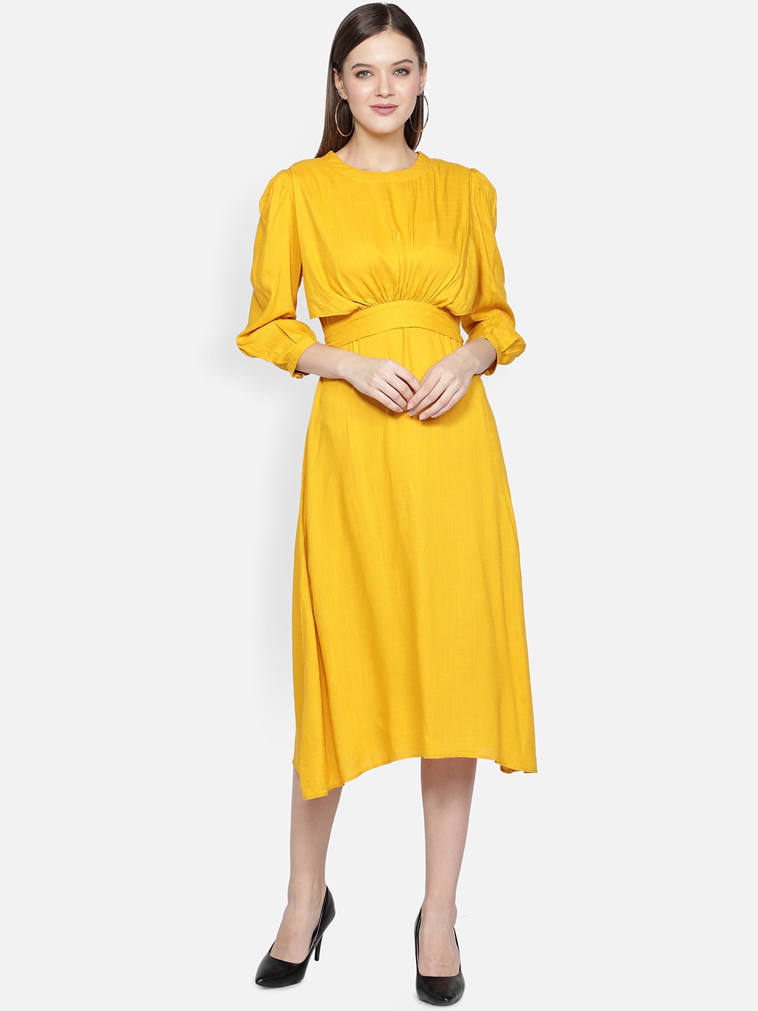 

DESI WOMANIYA Mustard Yellow Midi Dress