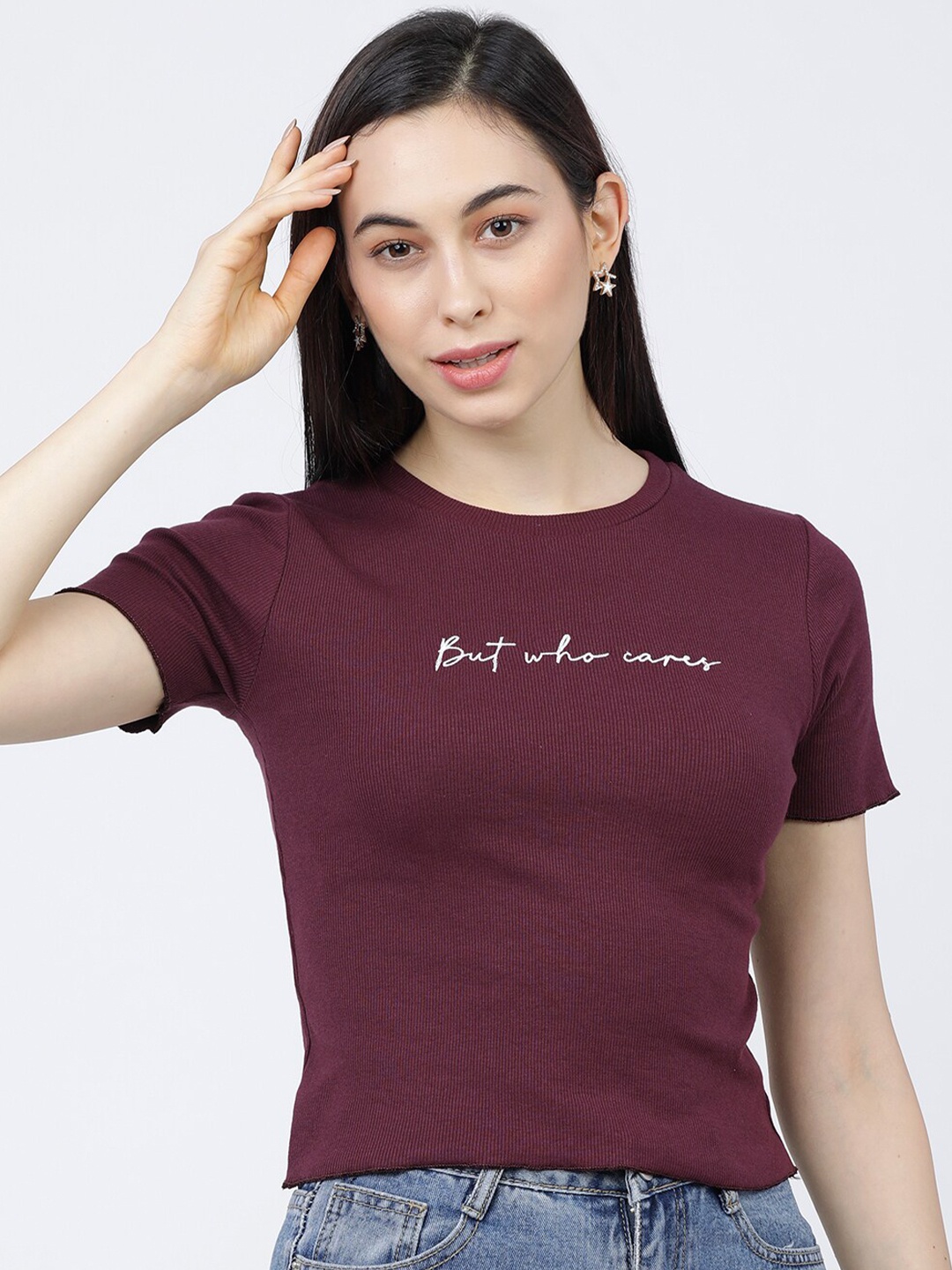 

Tokyo Talkies Women Burgundy Regular Top