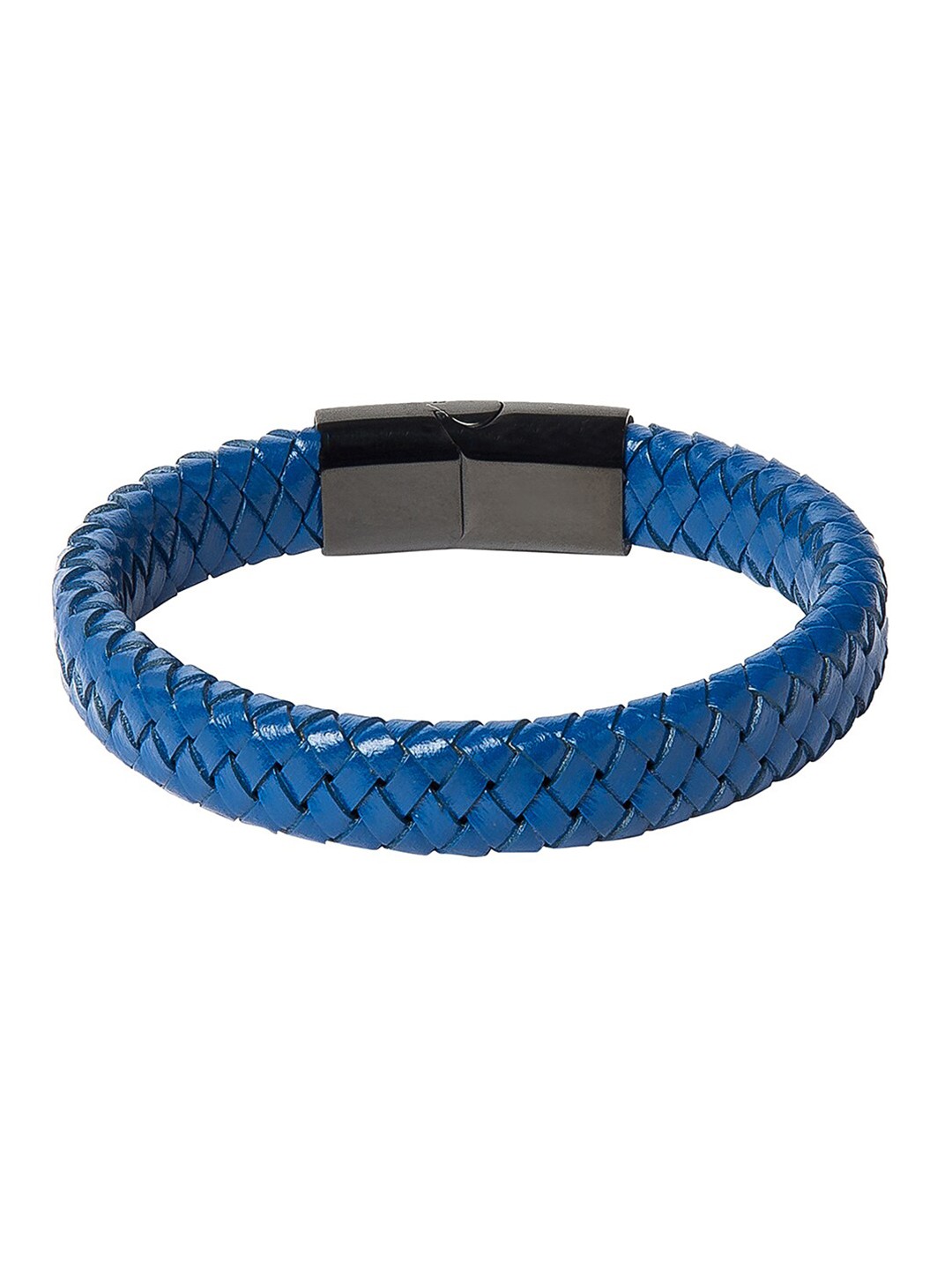 

bodha Men Blue Leather Wraparound Bracelet