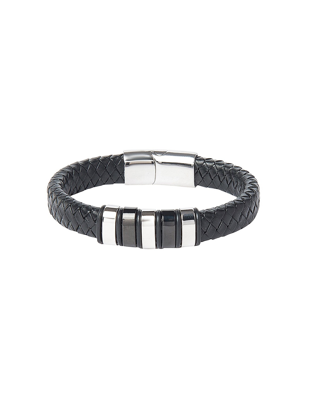 

Bodha Men Black & Silver Leather Bracelet