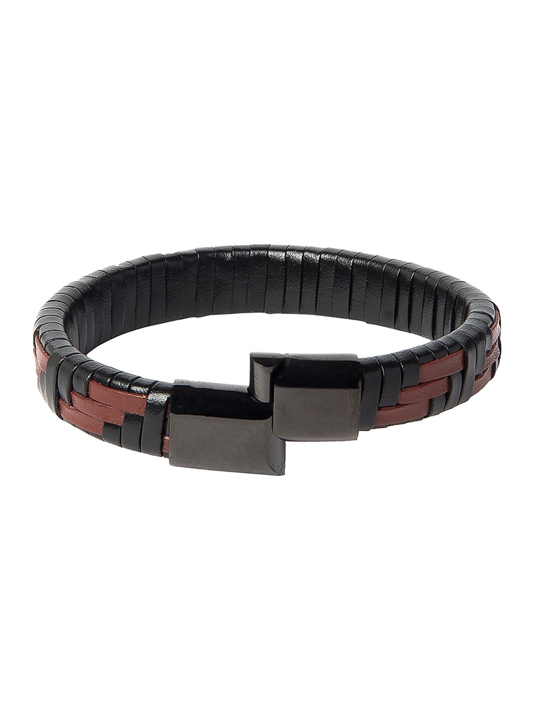 

Bodha Men Brown & Black Leather Bracelet
