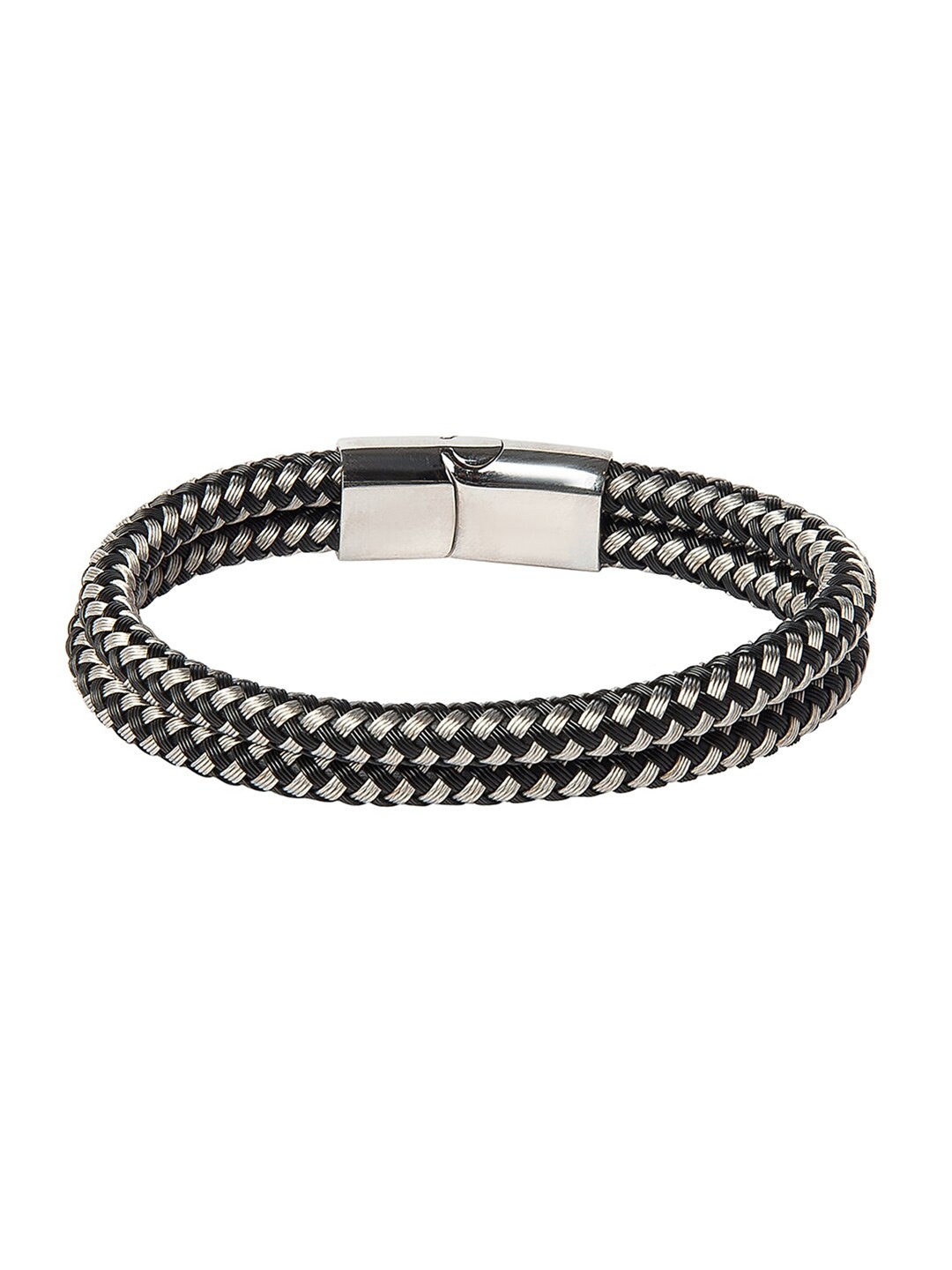 

Bodha Men Black & Silver Multistrand Leather Bracelet