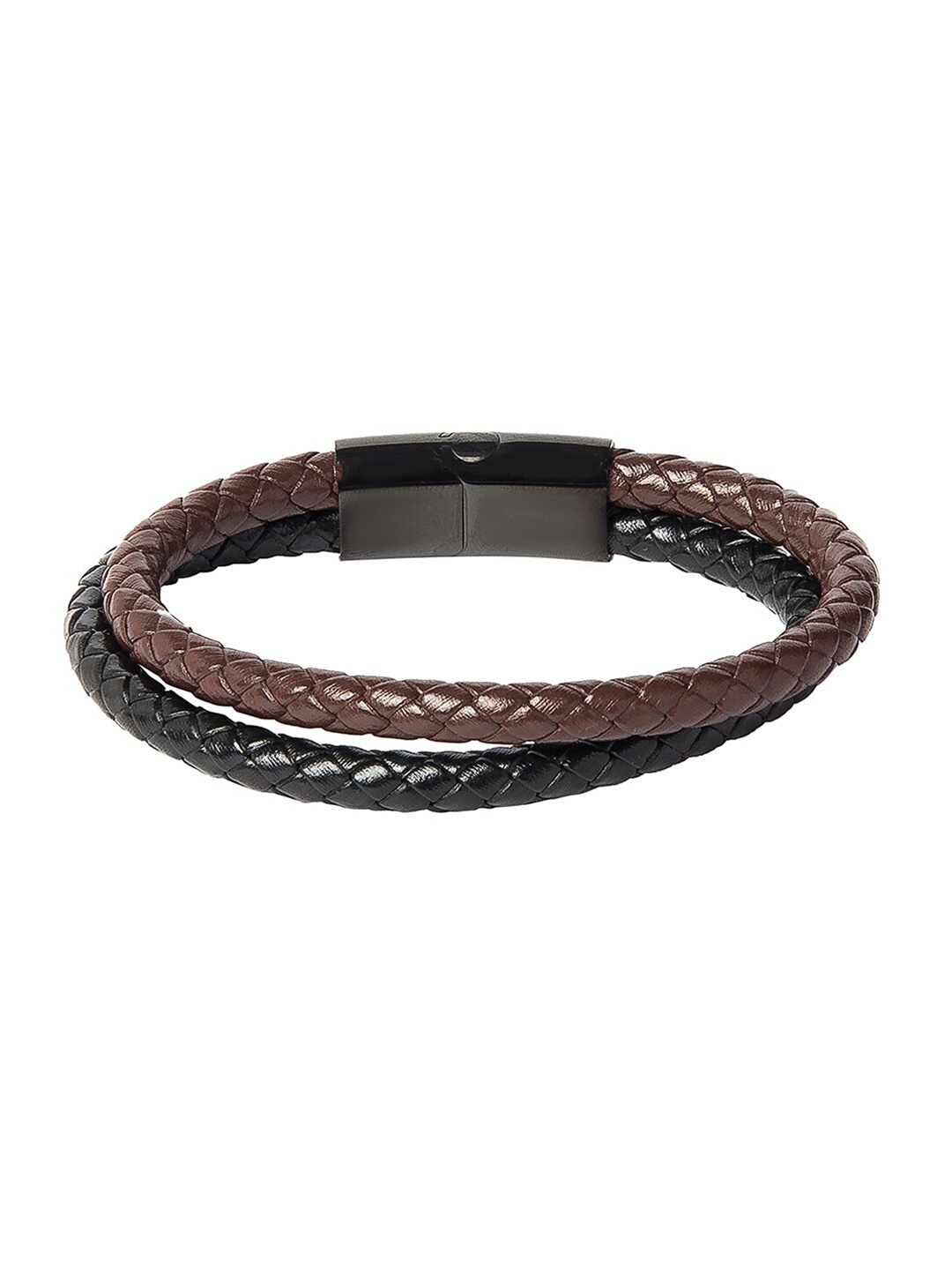 

Bodha Men Brown & Black Leather Multistrand Bracelet