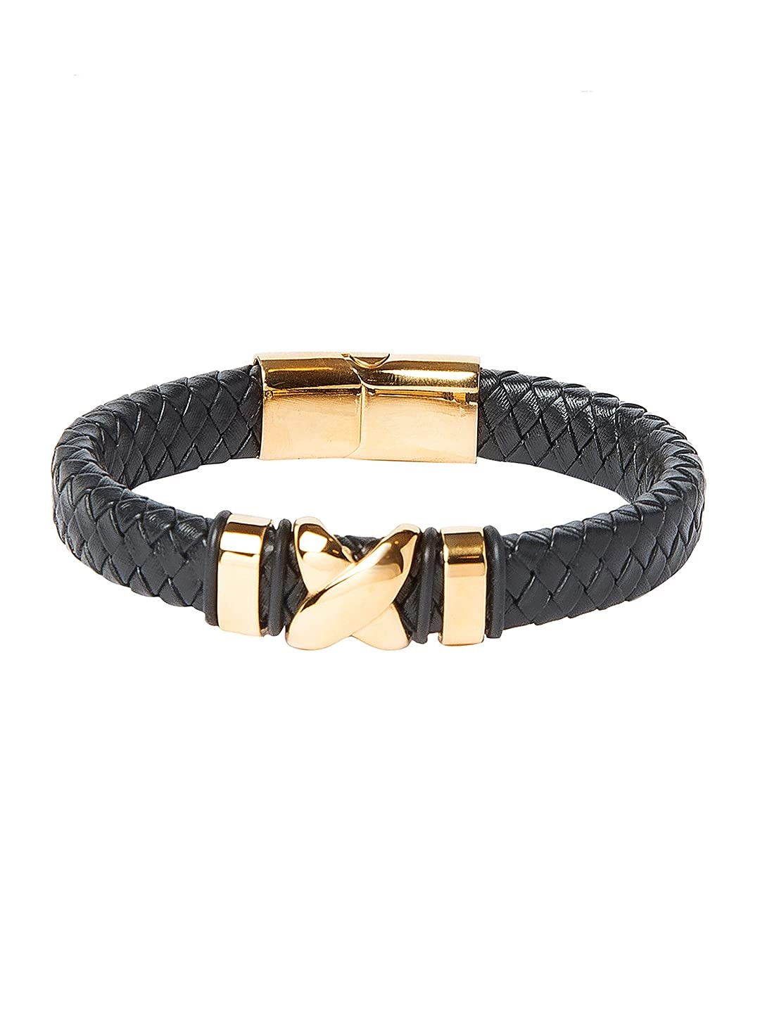 

bodha Men Leather Oxidised Wraparound Bracelet, Black