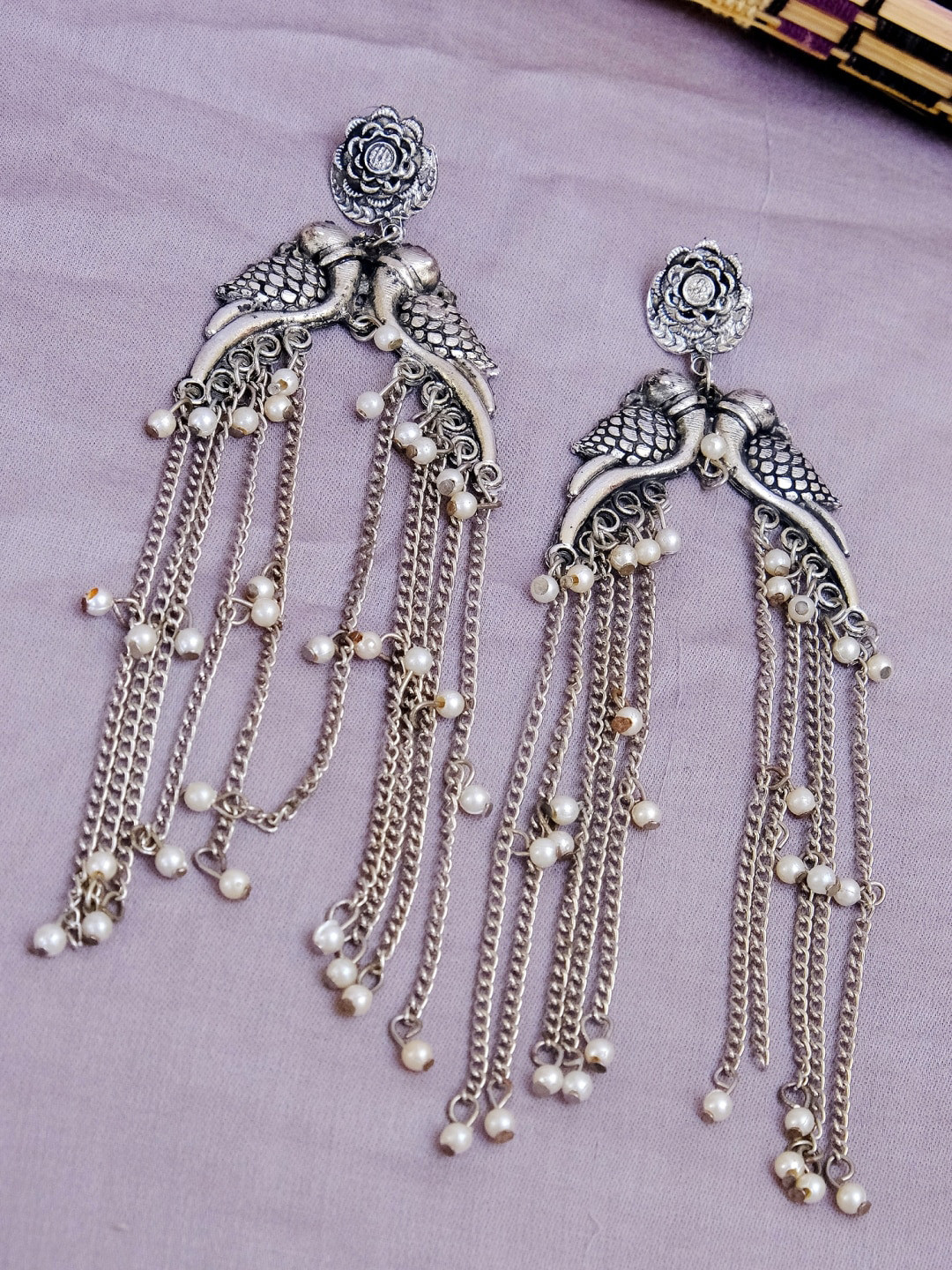 

Crunchy Fashion Silver-Toned Contemporary Drop Earrings