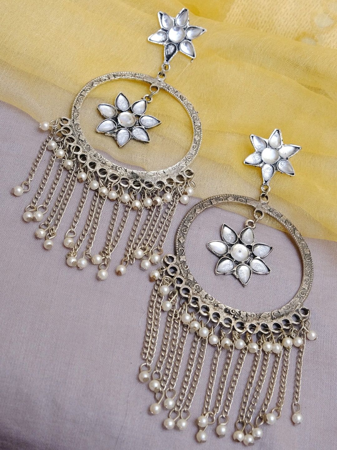 

Crunchy Fashion Silver-Toned & Silver-Plated Contemporary Drop Earrings