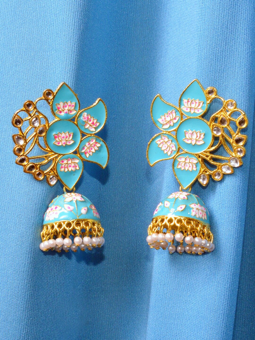 

Crunchy Fashion Gold-Toned Contemporary Jhumkas Earrings