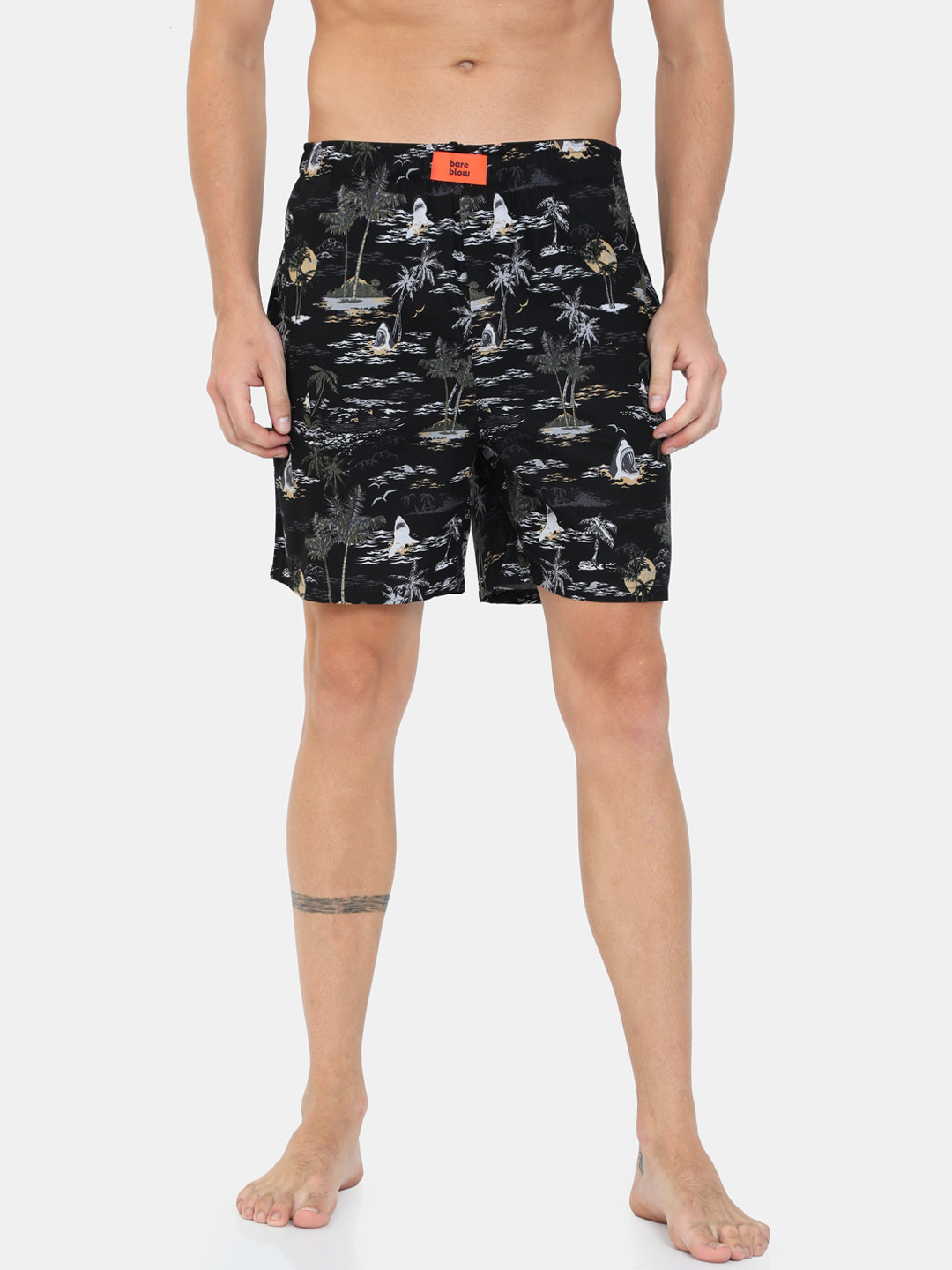 

Bareblow Men Black & Grey Vibes Printed Pure Cotton Boxers BBBX134